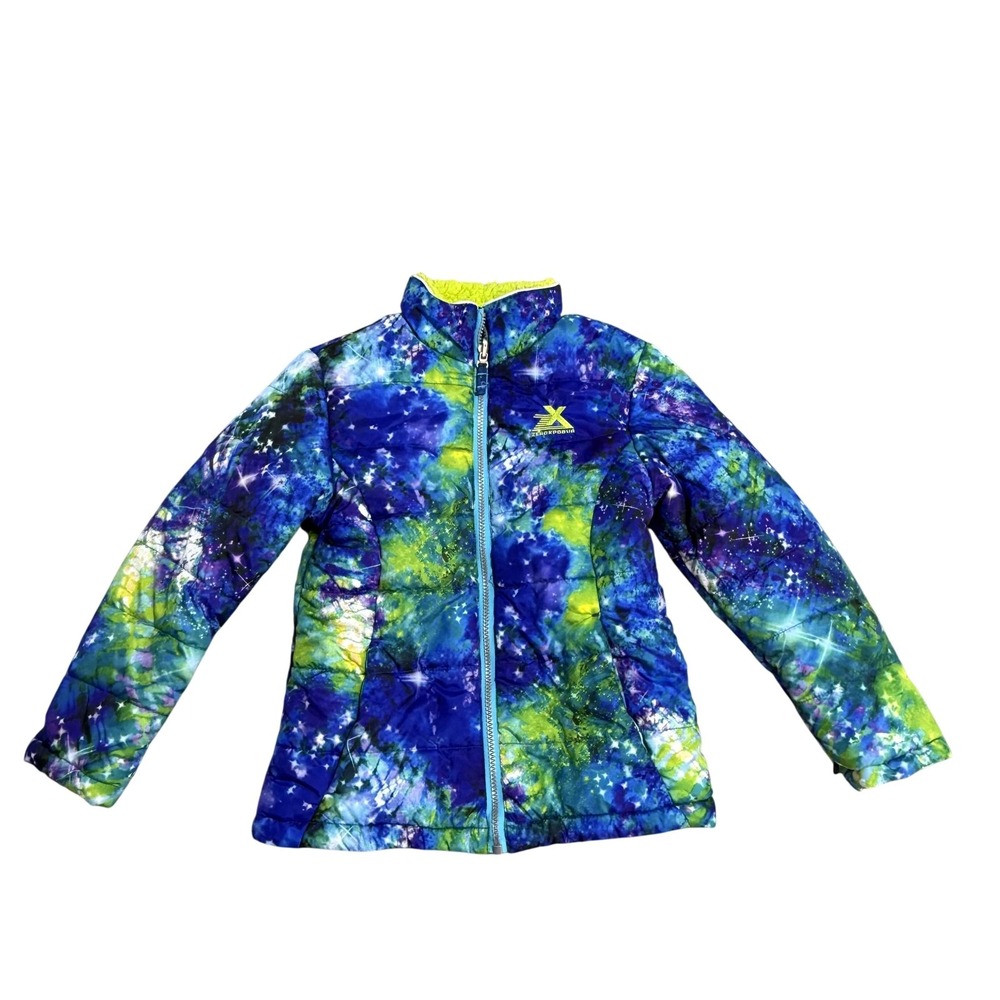 ZeroXposur Jacket Girls 7/8 Blue Green Galaxy Tie Dye Puffer Insulated Winter